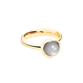 Gelbgold, Ringe, Tamara Comolli BOUTON Ring small Grauer Mondstein R-BOU-s-MoGr-yg