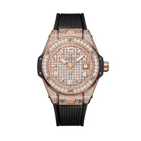 Damenuhr, Hublot Big Bang One Click King Gold Full Pavé  485.OX.9000.RX.1604