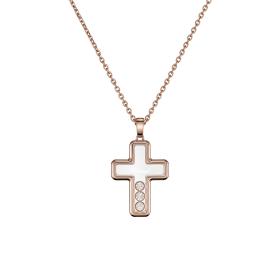 Roségold, Halsschmuck, Chopard Happy Diamonds Cross Anhänger 79A409-5001