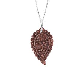 Weißgold, Halsschmuck, Tamara Comolli INDIA Leaf Anhänger large Snakewood P-IND-l-SW-wg