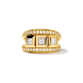 Gelbgold, Ringe, Tamara Comolli CURRICULUM VITAE 3 Ring mit Diamant Pavé medium R-CV3-m-Pr-p-yg