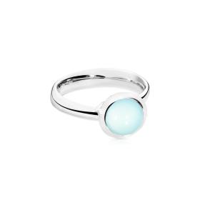 Weißgold, Ringe, Tamara Comolli BOUTON Ring small Aqua Chalcedon R-BOU-s-ChAq-wg