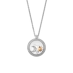 Weißgold, Halsschmuck, Chopard Happy Sun, Moon and Stars Halskette mit Anhänger 799434-1401