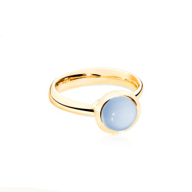 Gelbgold, Ringe, Tamara Comolli BOUTON Ring small Chalcedon R-BOU-s-ChBl-yg