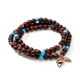 Roségold, Armschmuck, Tamara Comolli INDIA Armband medium Snake Wood Türkis B-IND-SWTur-3-m-rg