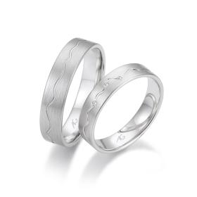 Weißgold, Ringe, August Gerstner Trauring Exclusiv-Kollektion 4/28664/4,5-28664/5