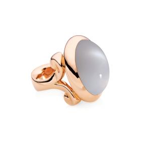 Roségold, Ringe, Tamara Comolli HIPPIE GLAM Ring large Grauer Mondstein R-HG-l-MoGr-rg