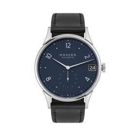 Unisex, NOMOS Glashütte Minimatik 39 Datum blau 1252