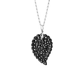 Weißgold, Halsschmuck, Tamara Comolli INDIA Leaf Anhänger Medium Onyx Schwarz P-IND-m-Bla-wg