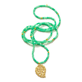 Gelbgold, Halsschmuck, Tamara Comolli INDIA Halskette Chrysoprase N-IND-Chry-Dre-yg