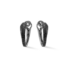 Gold farbig beschichtet, Ohrringe, Crivelli Creolen LIKE SLIM FULL PAVÉ BLACK TIE, Ref: 000-4539BK-NS