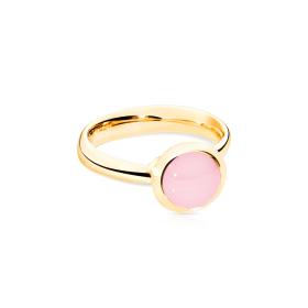 Gelbgold, Ringe, Tamara Comolli BOUTON Ring small Pinker Chalcedon R-BOU-s-ChPi-yg