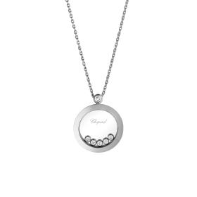 Weißgold, Halsschmuck, Chopard Happy Diamonds Icons Anhänger mit Kette 799434-1001