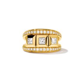 Gelbgold, Ringe, Tamara Comolli CURRICULUM VITAE Ring 3 mit Diamant Pavé small R-CV3-s-Pr-p-yg