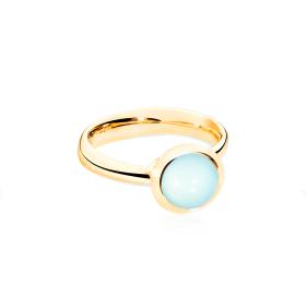 Gelbgold, Ringe, Tamara Comolli BOUTON Ring small Aqua Chalcedon R-BOU-s-ChAq-yg