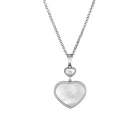 Weißgold, Halsschmuck, Chopard Happy Hearts Anhänger mit Kette 797482-1301