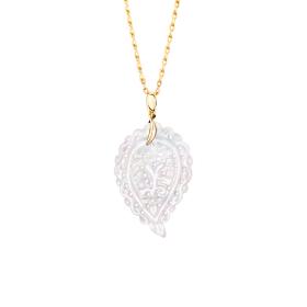 Gelbgold, Halsschmuck, Tamara Comolli INDIA Leaf Anhänger medium Perlmutt P-IND-m-MPw-yg