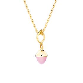 Gelbgold, Halsschmuck, Tamara Comolli MIKADO Anhänger Flamenco Pinker Chalcedon P-MFL-ChPi-yg