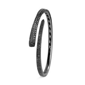 Gold farbig beschichtet, Armschmuck, Crivelli Armreif LIKE SLIM FULL PAVÉ BLACK TIE 000-4442BK-NS