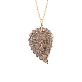Roségold, Halsschmuck, Tamara Comolli INDIA Leaf Anhänger Large P-IND-l-Smo-rg
