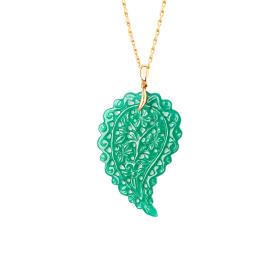 Gelbgold, Halsschmuck, Tamara Comolli INDIA Anhänger large Grüner Onyx P-IND-l-Jad-yg