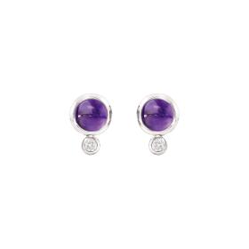 Weißgold, Ohrringe, Tamara Comolli BOUTON Ohrringe Amethyst / Classic E-BOU-Am-Cl-wg