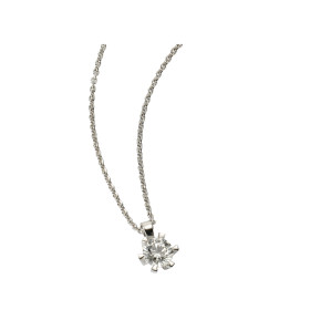 Weißgold, Halsschmuck, Atelier Mühlbacher ONE Solitaire Anhänger 6er-Krappe mit Halskette in Weissgold atelier-solitaire-anhaenger-6erkrappe-wg