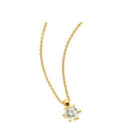 Gelbgold, Halsschmuck, Atelier Mühlbacher ONE Solitaire Anhänger 6er-Krappe mit Halskette in Gelbgold atelier-solitaire-anhaenger-6erkrappe-gg
