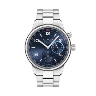 Damen- und Herrenuhr, NOMOS Glashütte Club Sport Neomatik Weltzeit blau, Ref: 790