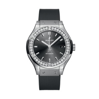 Damen- und Herrenuhr, Hublot Classic Fusion Racing Grey Titanium Diamonds , Ref: 565.NX.7071.RX.1204
