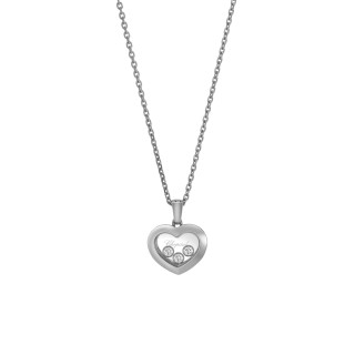 Weißgold, Halsschmuck, Chopard Happy Diamonds Icons Anhänger mit Halskette, Ref: 79A611-1001