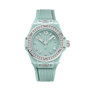 Damenuhr, Hublot Big Bang One Click Mint Green Ceramic Diamonds , Ref: 485.GS.5271.RX.1204