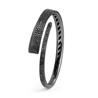 Gold farbig veredelt, Armschmuck, Crivelli Armreif LIKE REGULAR FULL PAVÉ BLACK TIE, Ref: 000-4537BK-NS