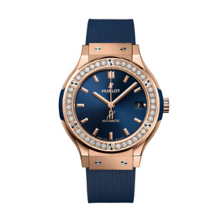 Damen- und Herrenuhr, Hublot Classic Fusion King Gold Blue Diamonds , Ref: 565.OX.7180.RX.1204