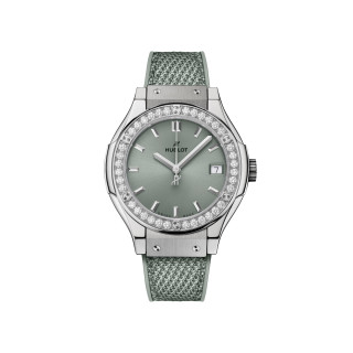 Damenuhr, Hublot Classic Fusion Titanium Sage Green Diamonds, Ref: 581.NX.891G.NR.1104