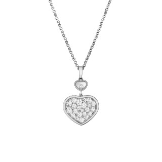 Weißgold, Halsschmuck, Chopard Happy Hearts Anhänger mit Halskette, Ref: 797482-1009