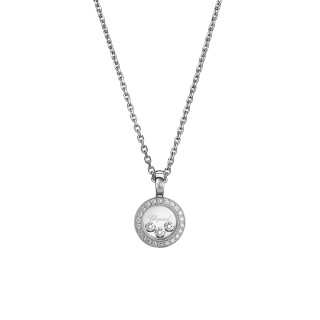 Weißgold, Halsschmuck, Chopard Happy Diamonds Icons Anhänger mit Halskette, Ref: 79A018-1201