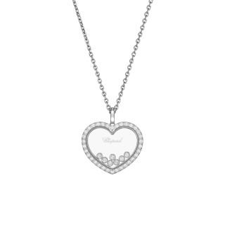 Weißgold, Halsschmuck, Chopard Happy Diamonds Icons Anhänger mit Halskette, Ref: 79A194-1201