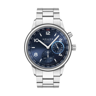 Damen- und Herrenuhr, NOMOS Glashütte Club Sport Neomatik Weltzeit blau, Ref: 790.SB