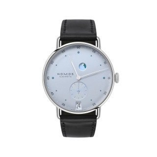 Damen- und Herrenuhr, NOMOS Glashütte Metro Datum Gangreserve eisblau, Ref: 1121.SB