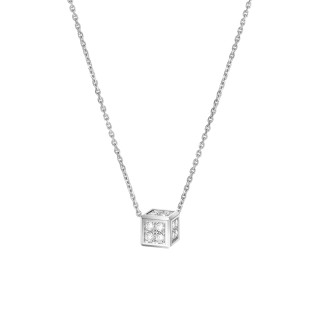 Weißgold, Halsschmuck, Chopard Ice Cube Be Cube Anhänger mit Halskette, Ref: 81A661-1001
