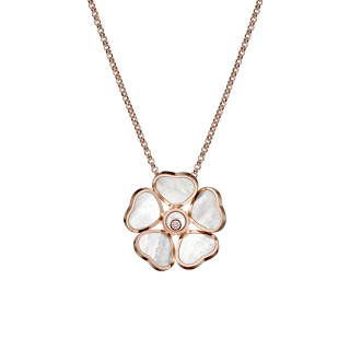 Roségold, Halsschmuck, Chopard Happy Hearts Flowers Anhänger mit Halskette, Ref: 79A085-5301