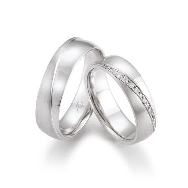 Ringe, Weißgold, August Gerstner Trauring Exclusiv-Kollektion