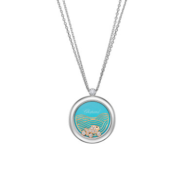         Weißgold, Halsschmuck, Chopard Happy Fish Anhänger mit Halskette