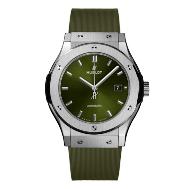 Damen- und Herrenuhr, Automatik, Hublot Classic Fusion Titanium Green 