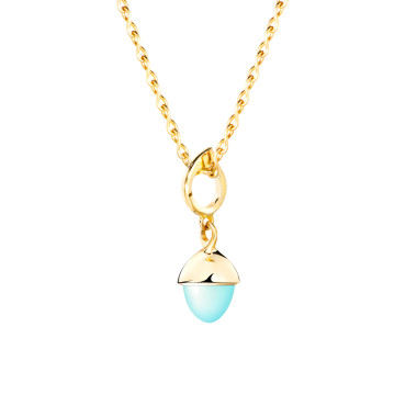 Halsschmuck, Gelbgold, Tamara Comolli MIKADO Anhänger Flamenco Aqua Chalcedon