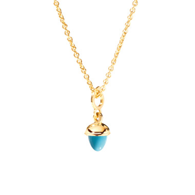 Halsschmuck, Gelbgold, Tamara Comolli MiniMIKADO Anhänger mit Türkis