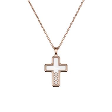 Halsschmuck, Roségold, Chopard Happy Diamonds Cross Anhänger