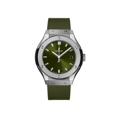 Damenuhr, Quarzwerk, Hublot Classic Fusion Titanium Green 
