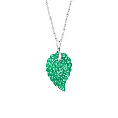 Halsschmuck, Weißgold, Tamara Comolli INDIA Anhänger small Grüner Onyx